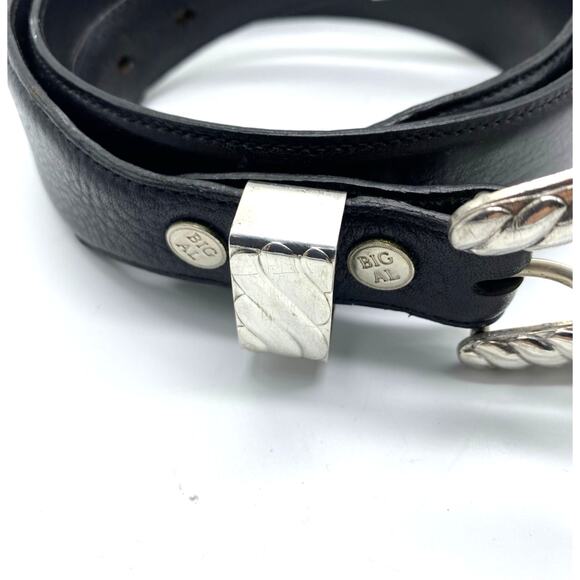 Vtg Big Al ,Al Beres black Leather Belt Silver overlay‎ Buckle 36 USA, Beretta - Picture 4 of 8